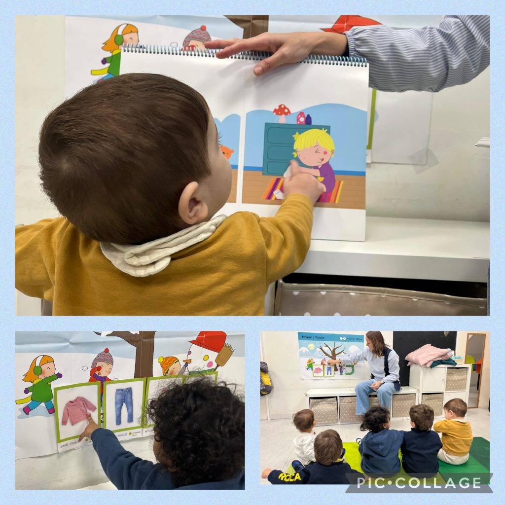 We enjoyed listening to the story about getting dressed and undressed after learning some clothing vocabulary.