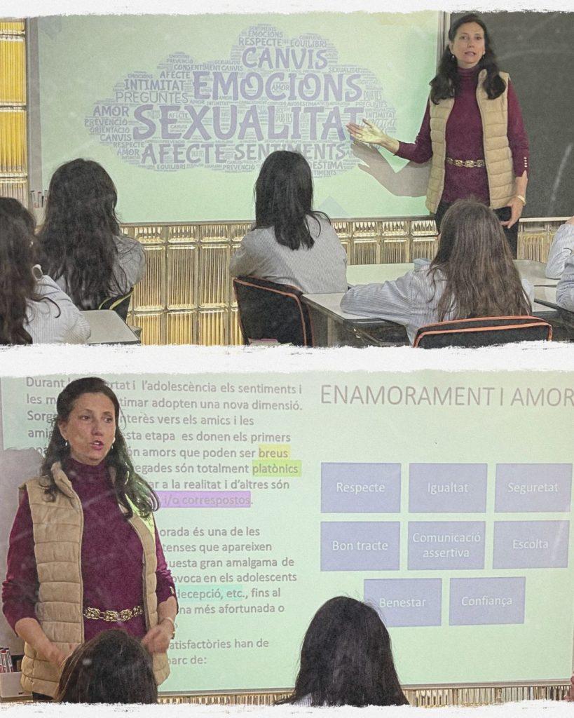 Al llarg de tot el curs, els alumnes de sisè gaudeixen de diferents xerrades a mans de professionals. Aquest cop, han mantingut una xerrada sobre sexualitat de la mà de la Maria Pérez, directora de la fundació i psicòloga del centre, per tal de treballar aspectes relacionats amb el coneixement del propi cos, els canvis propis de l’edat, les emocions i la importància del respecte i la comunicació en les relacions.